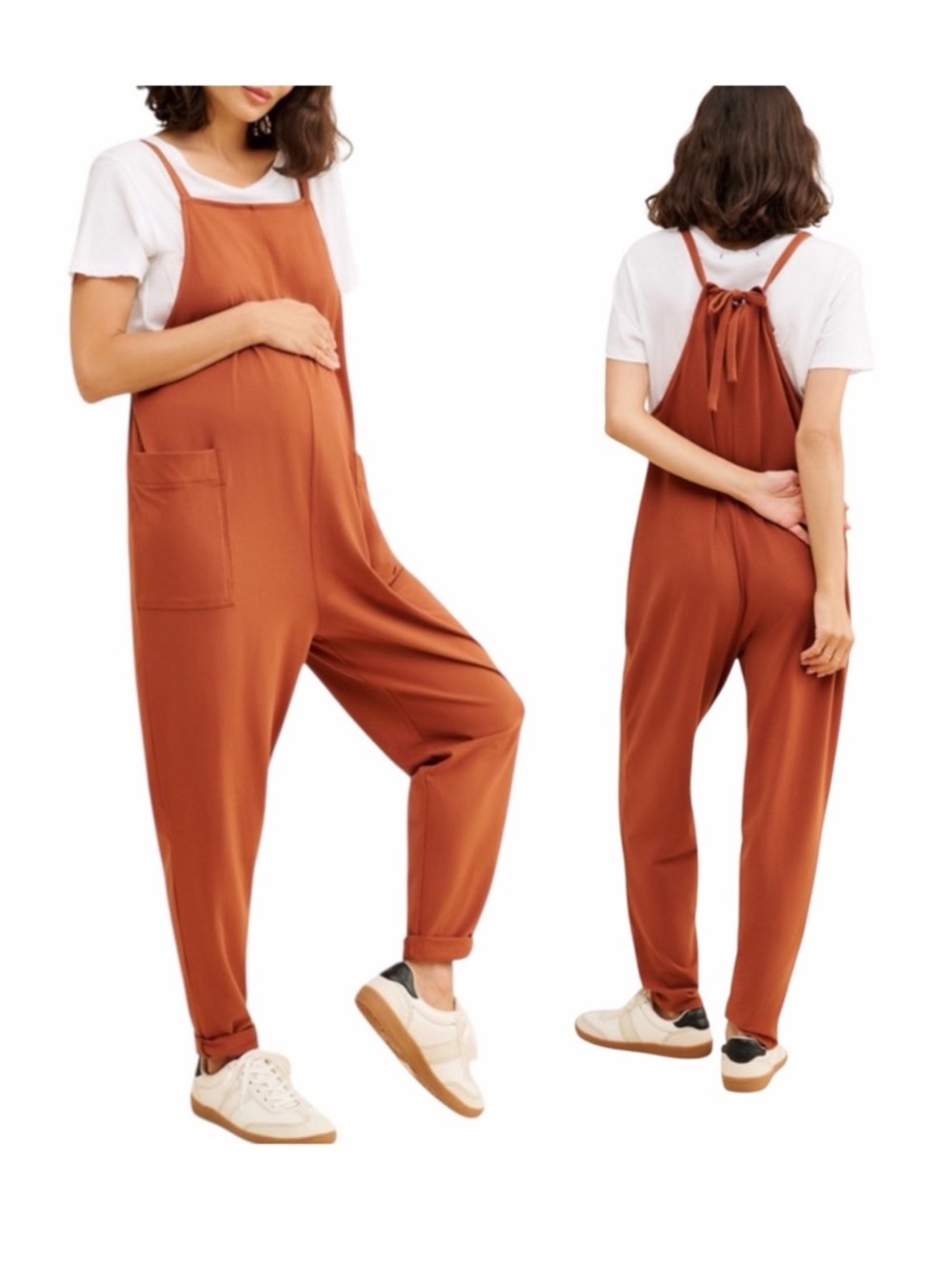 Storq Anytime Maternity Overall jumpsuit nursing  size Large brown